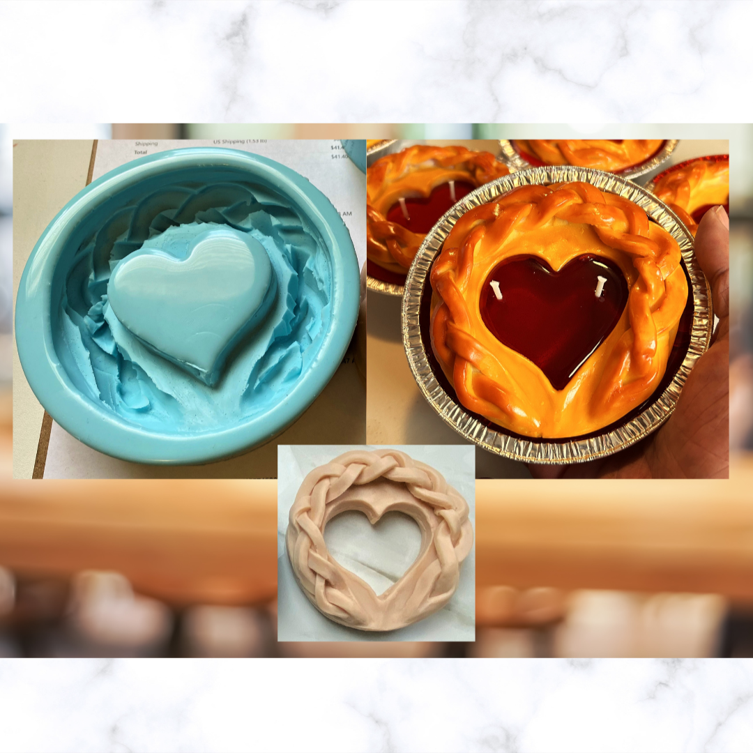 Silicone Mold - 4 Inch Heart Pie Crust - 1 Cavity