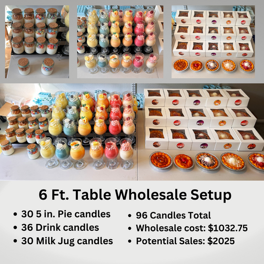 Vendor Table Set up / Wholesale 96 Candles / 1 6ft Table